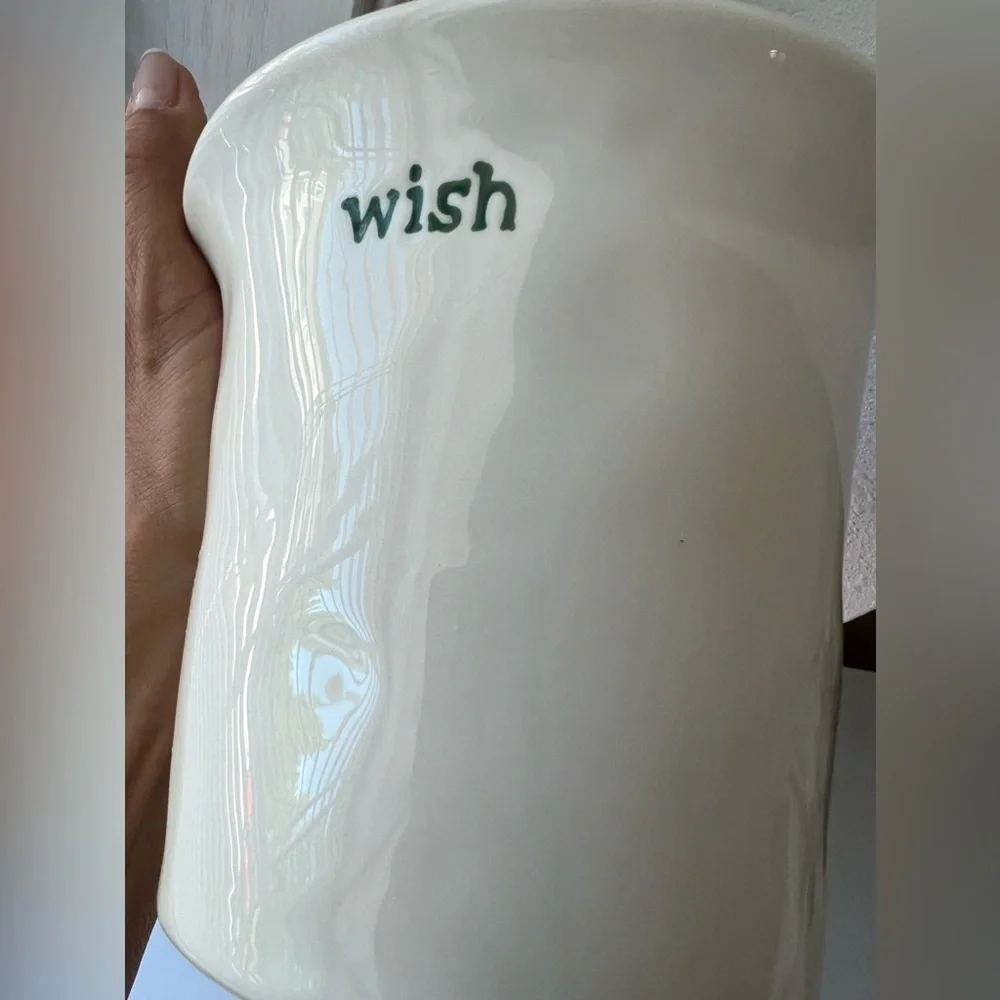 Pottery Barn Classic Farmhouse Style Vase | Wish | White With Green Lettering
